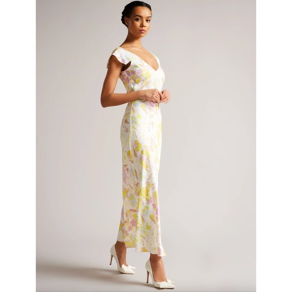 Ted Baker London Hyana Ivory Moire Satin bow pointed womens 10cm pump Sz US 11 - Picture 1 of 12